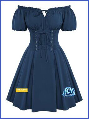 Renaissance Corset Mini Dress Off Shoulder Puff Sleeve Lace Up